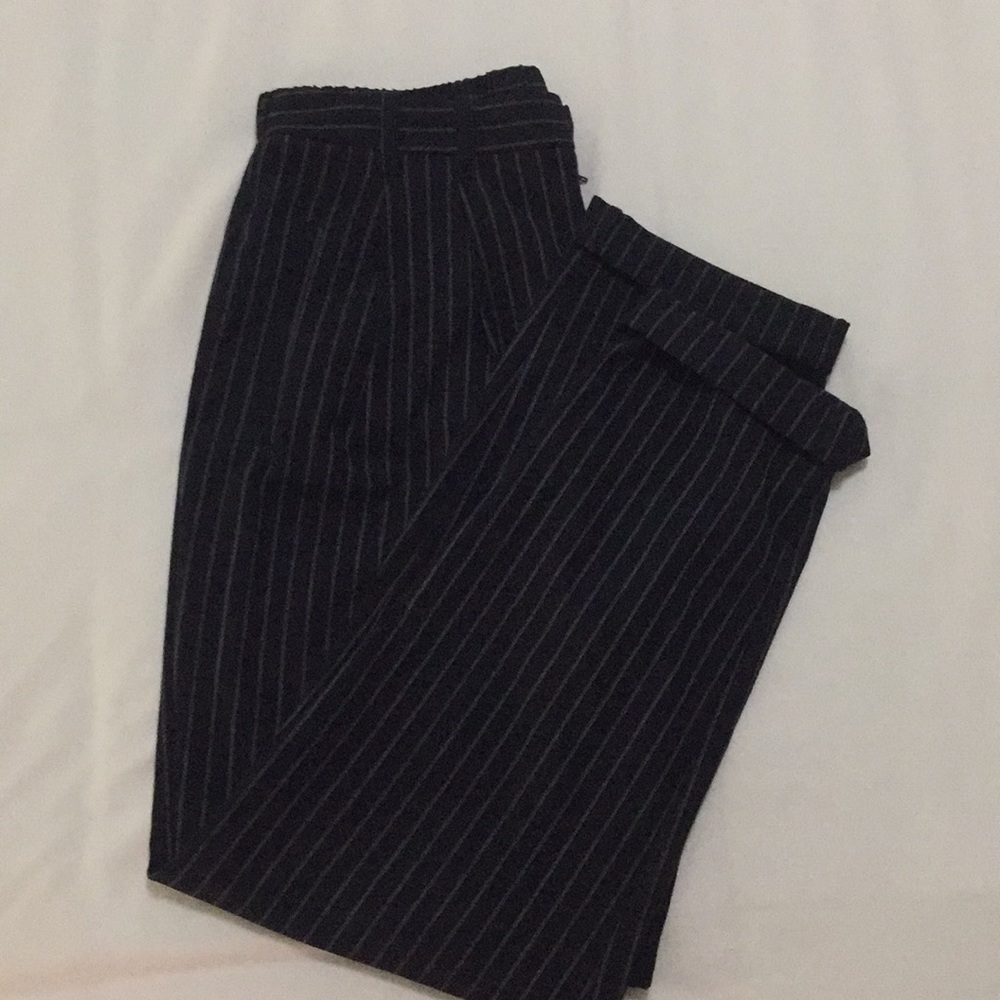 Navy pants with thin white stripes + pockets